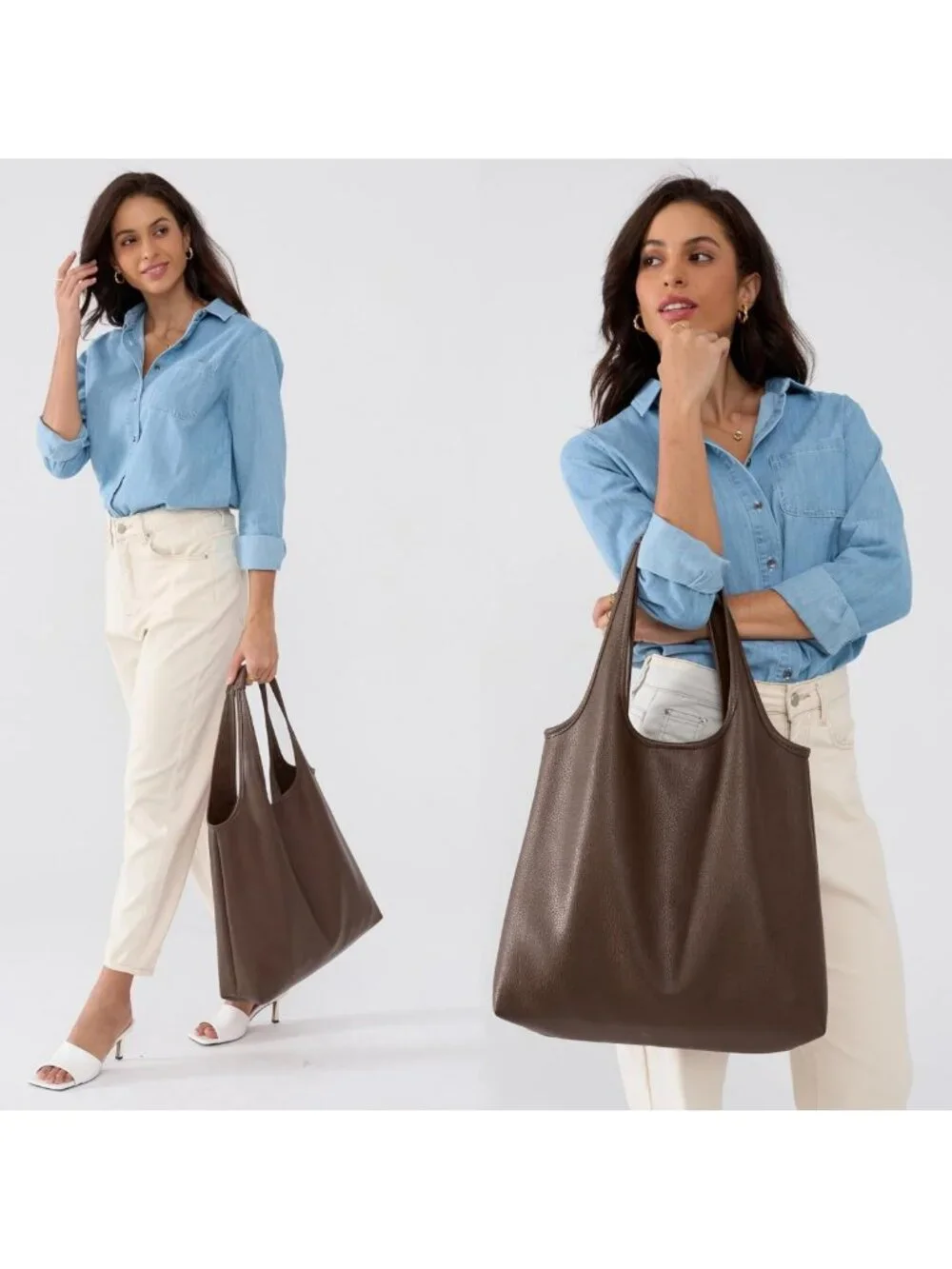 Soft Vegan Leather Hobo Tote Bag | Oversized Slouchy Handbag for Work & Weekend